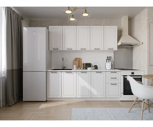 Кухня "Глетчер" 2.0м. Белый софт МДФ
