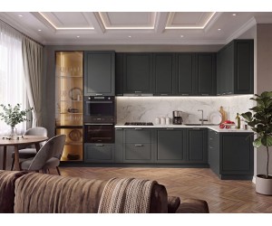 Кухня "Маноло" 3550х1600 Грифельно серый МДФ